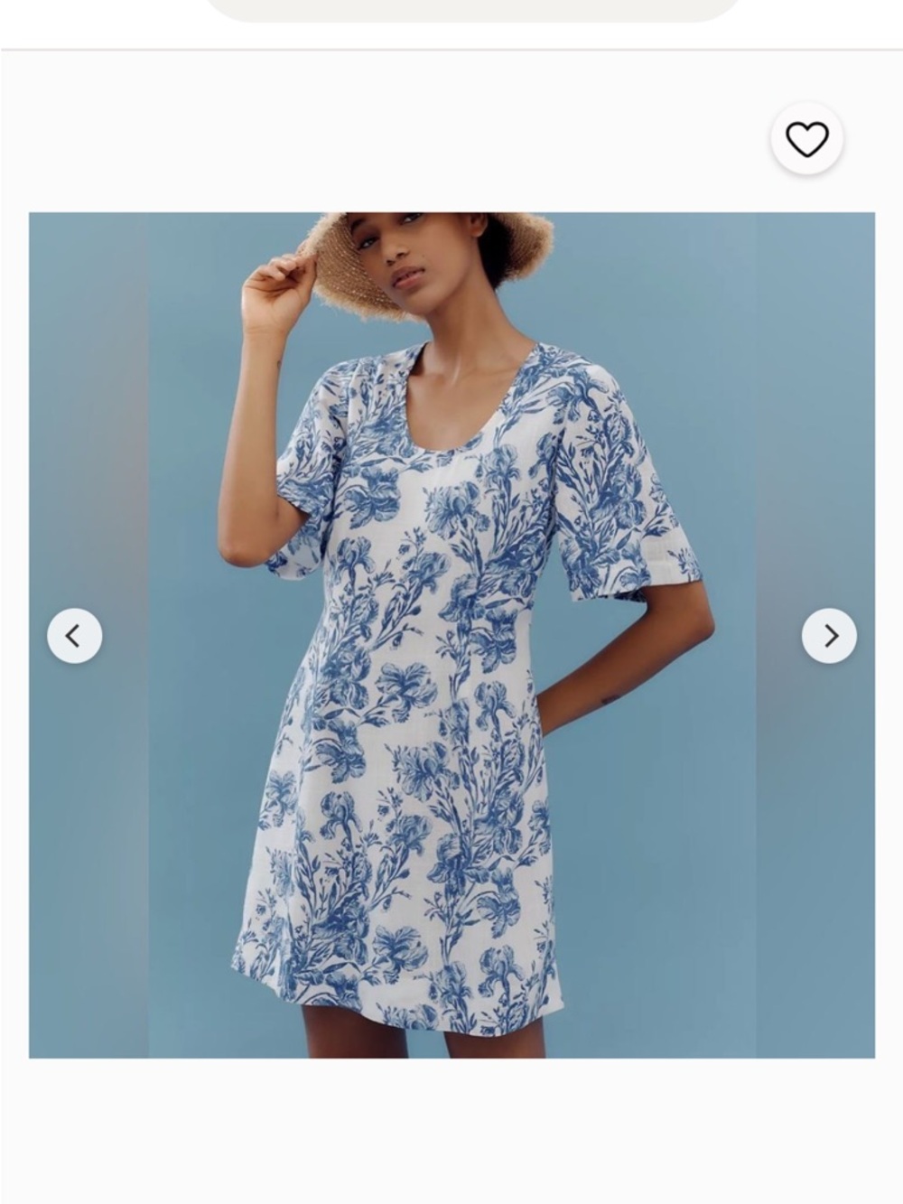 Blue Floral Scoop Neck Dress